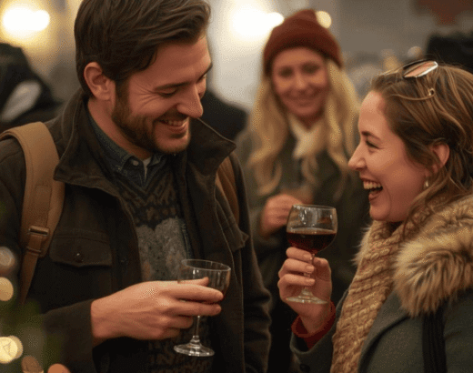 paar lacht bei einem abend in koeln tasting haus der manufakturen